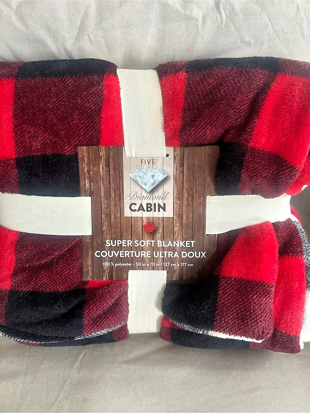 Five Diamond Cabin Super Soft Blanket Buffalo Plaid Red & Black
